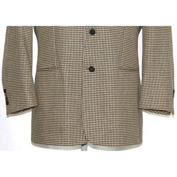 ZANETTI Balogna Houndstooth Lessona Wool Silk Sport Coat Blazer Mens US Size 44L - Picture 3 of 9